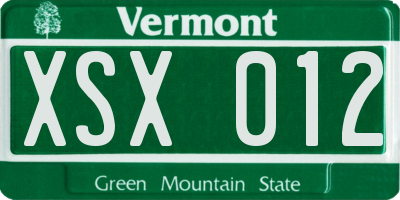 VT license plate XSX012