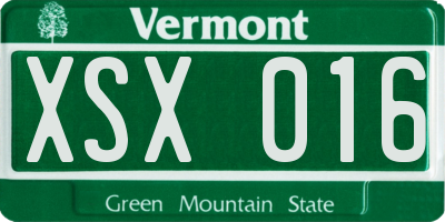 VT license plate XSX016