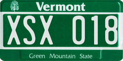 VT license plate XSX018