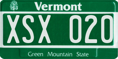 VT license plate XSX020