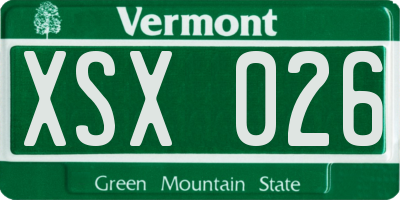 VT license plate XSX026