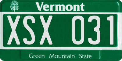 VT license plate XSX031