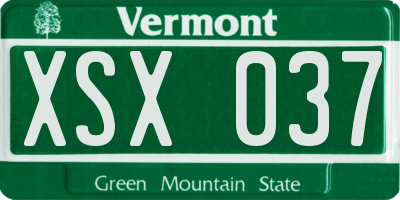 VT license plate XSX037