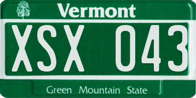 VT license plate XSX043