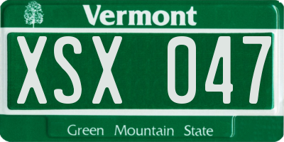 VT license plate XSX047