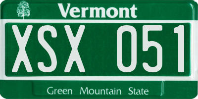 VT license plate XSX051