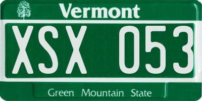 VT license plate XSX053