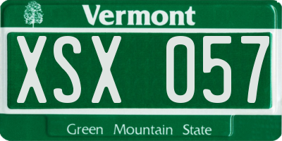 VT license plate XSX057