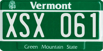 VT license plate XSX061