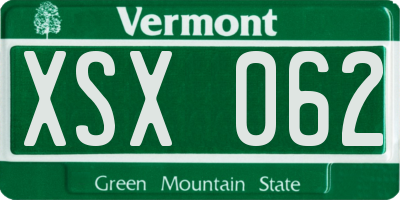 VT license plate XSX062