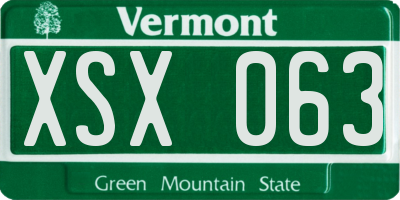 VT license plate XSX063