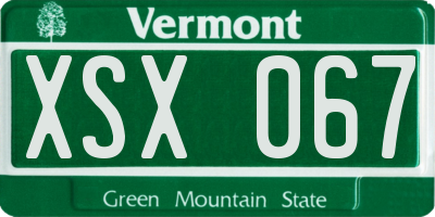 VT license plate XSX067
