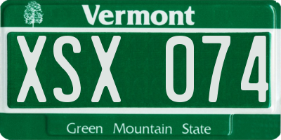 VT license plate XSX074