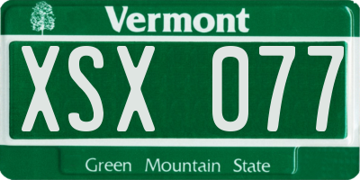 VT license plate XSX077