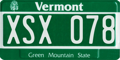 VT license plate XSX078
