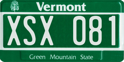 VT license plate XSX081