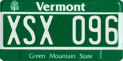 VT license plate XSX096