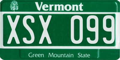 VT license plate XSX099