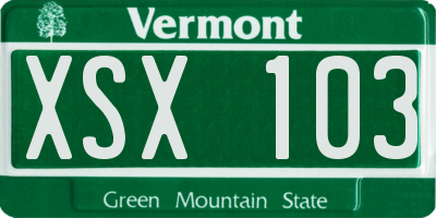VT license plate XSX103