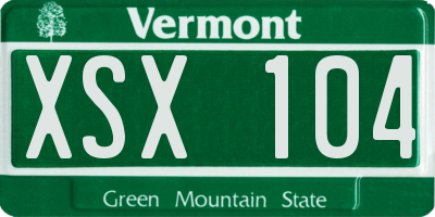 VT license plate XSX104