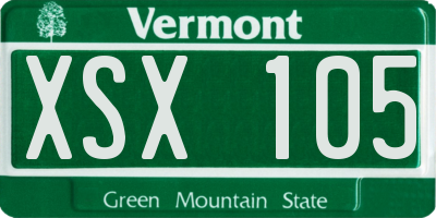 VT license plate XSX105