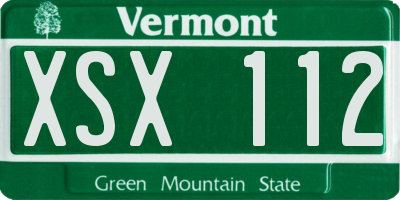 VT license plate XSX112
