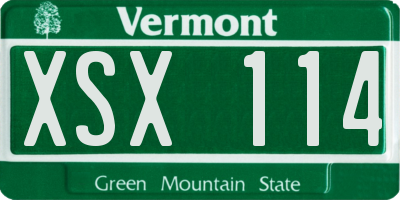 VT license plate XSX114