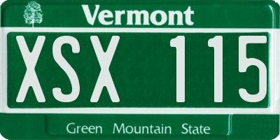 VT license plate XSX115