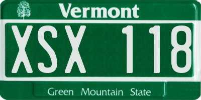 VT license plate XSX118
