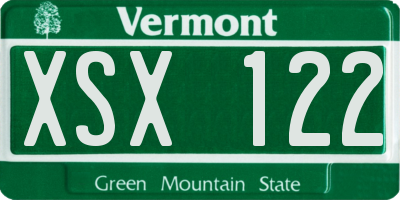 VT license plate XSX122