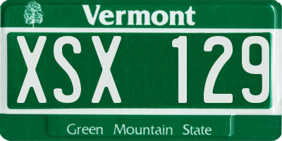 VT license plate XSX129
