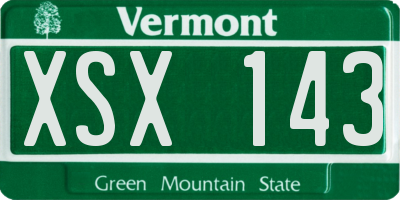 VT license plate XSX143