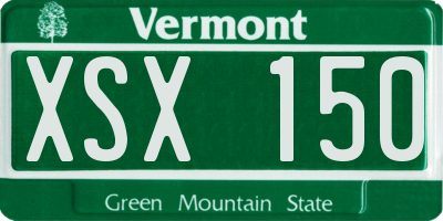 VT license plate XSX150