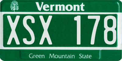 VT license plate XSX178