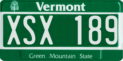 VT license plate XSX189
