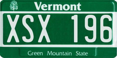 VT license plate XSX196