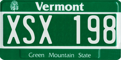 VT license plate XSX198