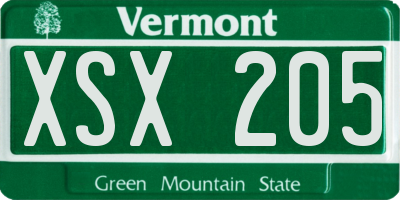 VT license plate XSX205