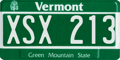VT license plate XSX213
