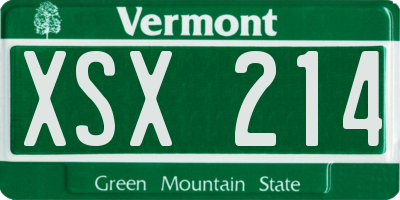 VT license plate XSX214