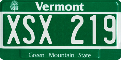 VT license plate XSX219