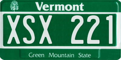 VT license plate XSX221
