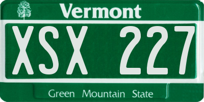 VT license plate XSX227