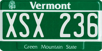 VT license plate XSX236