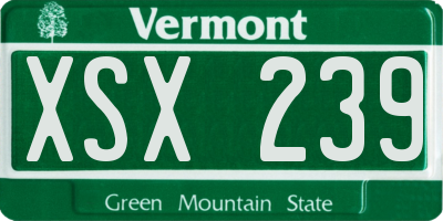 VT license plate XSX239