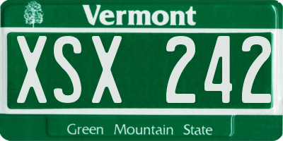 VT license plate XSX242