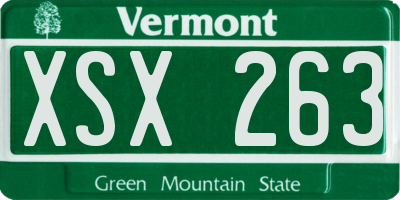 VT license plate XSX263