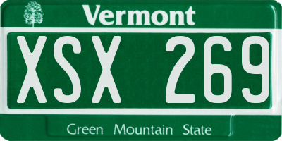 VT license plate XSX269