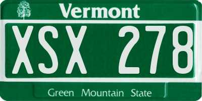 VT license plate XSX278
