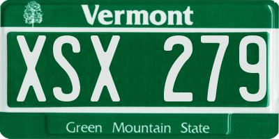 VT license plate XSX279